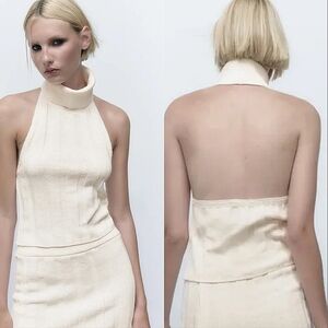 Zara Cream Halter Neck Top